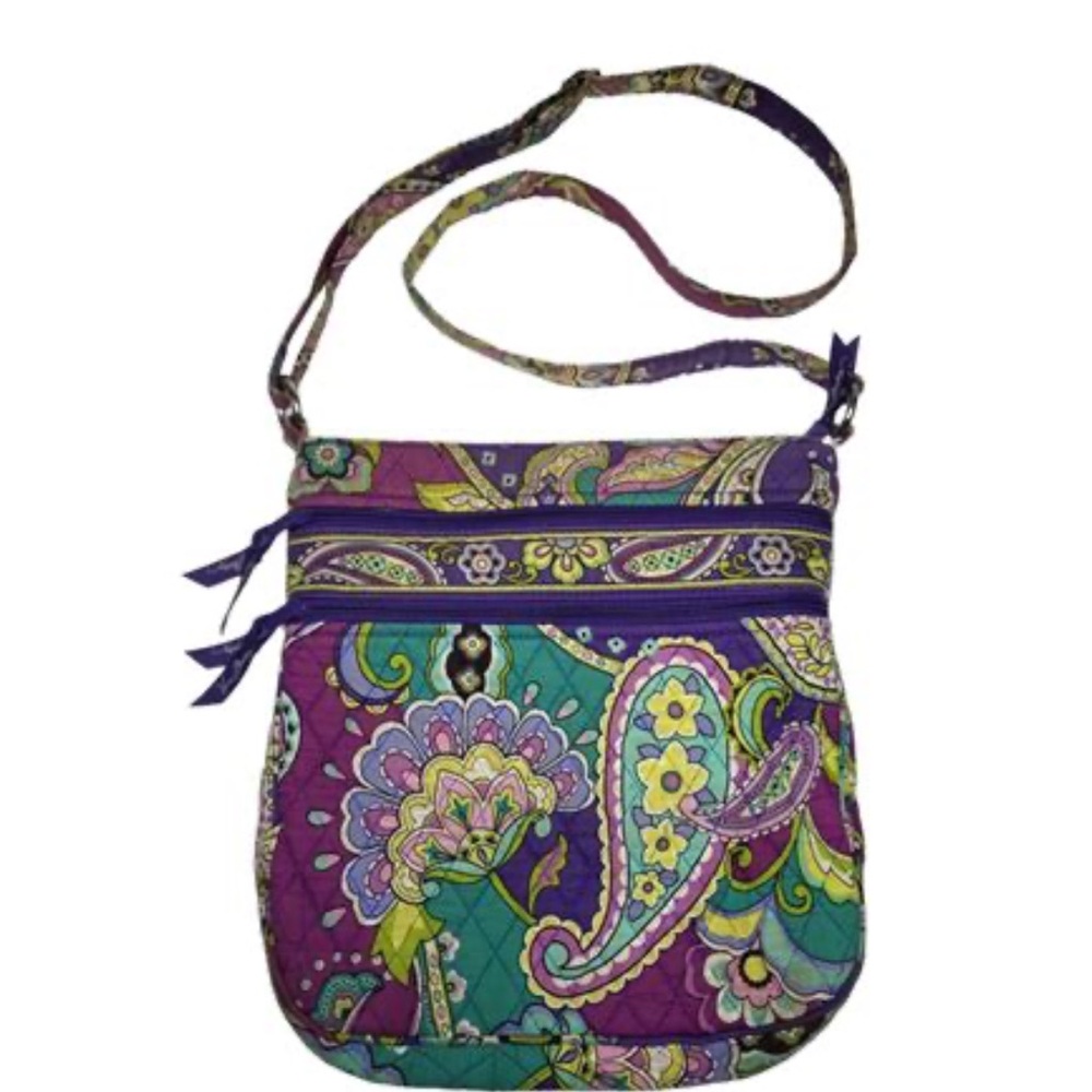 Vera Bradley Floral Purple Double Zipper Hipster